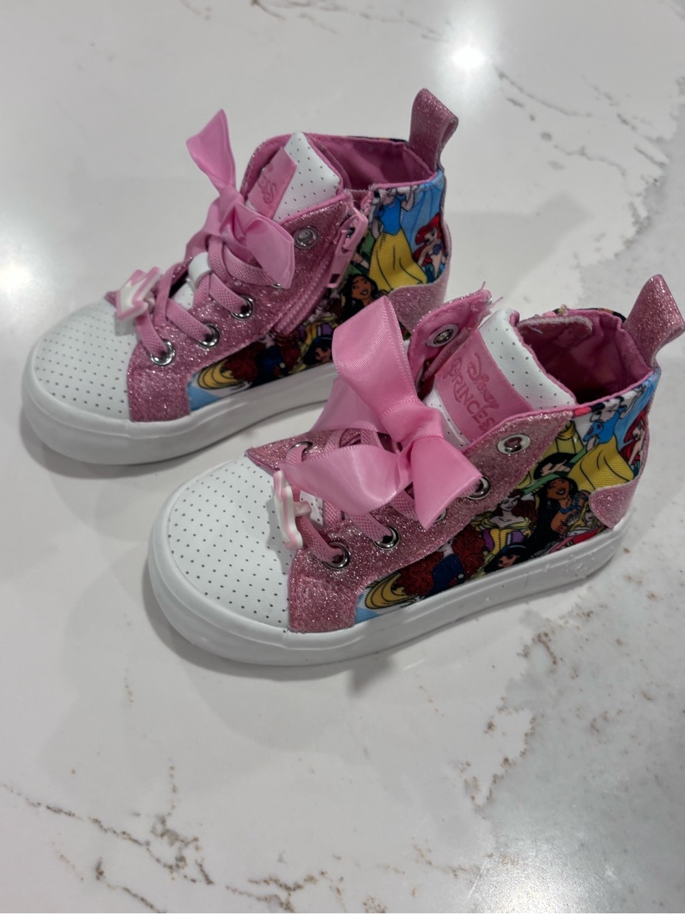 Disney Princess Ground Up Girls Pink Zip Up High Top Sneaker Princess Size 7